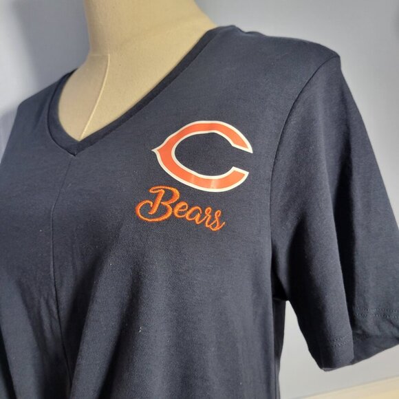 NFL Team Apparel Woman's Medium Navy Blue Chicago Front Knot Shortsleeve T-Shirt - Picture 7 of 10